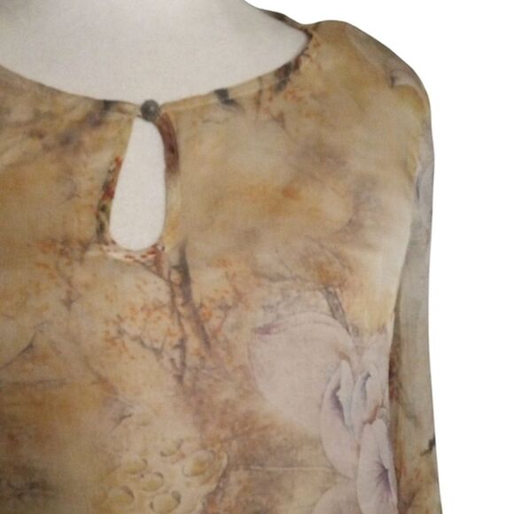 Soft Surroundings Cream Silk Outer Asian Inspired Print Tunic Blouse NWOT Small - Picture 3 of 7